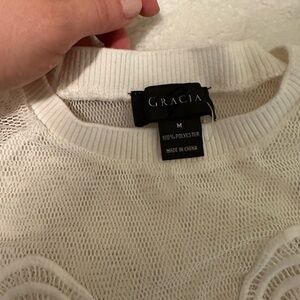 Gracia Women's Cream Mesh Sweater